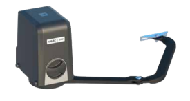 FAAC elektromekanisk motor med ledad arm för slaggrindar till bostäder med en max. längd på 2 m per grindblad (2,5 m med elektrisk låsning).