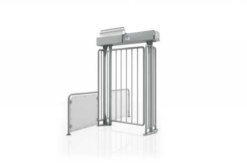 Swinggate adapted for bicycle and wheelchair passage.